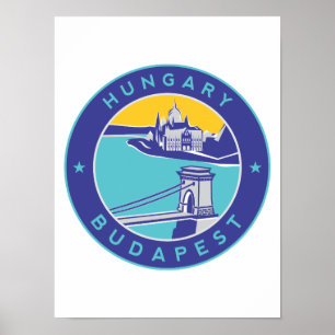 Poster Budapest, Hongrie, Magyar, Danube,