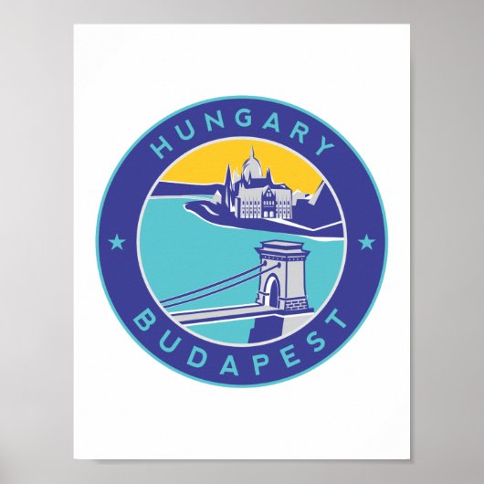 Poster Budapest, Hongrie, Magyar, Danube, (Devant)