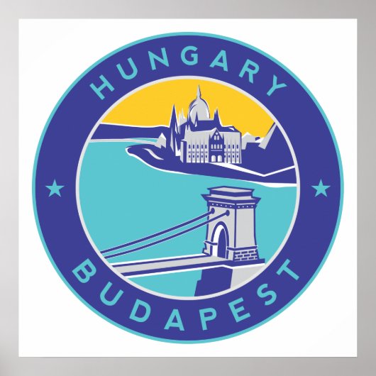 Poster Budapest, Hongrie, Magyar, Danube, (Devant)