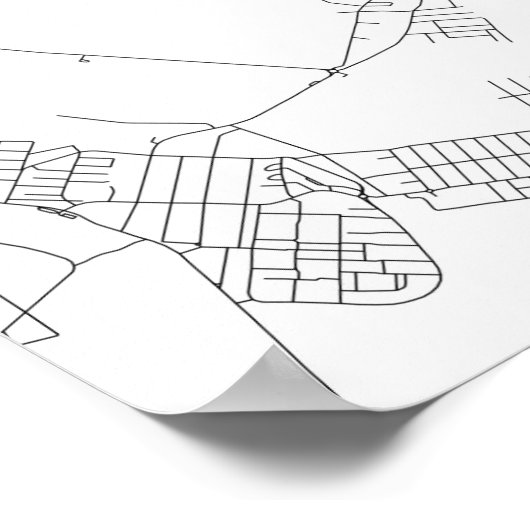 Poster Budapest, Hongrie (noir sur blanc) (Coin)