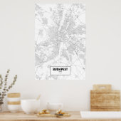 Poster Budapest, Hongrie (noir sur blanc) (Cuisine)
