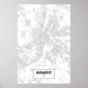 Poster Budapest, Hongrie (noir sur blanc)
