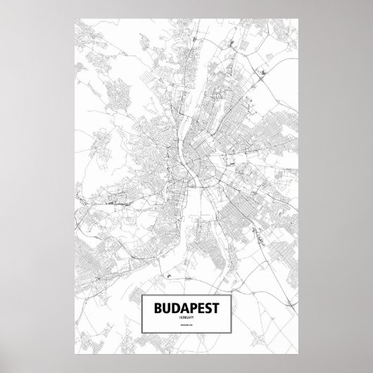 Poster Budapest, Hongrie (noir sur blanc) (Devant)