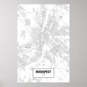 Poster Budapest, Hongrie (noir sur blanc) (Devant)