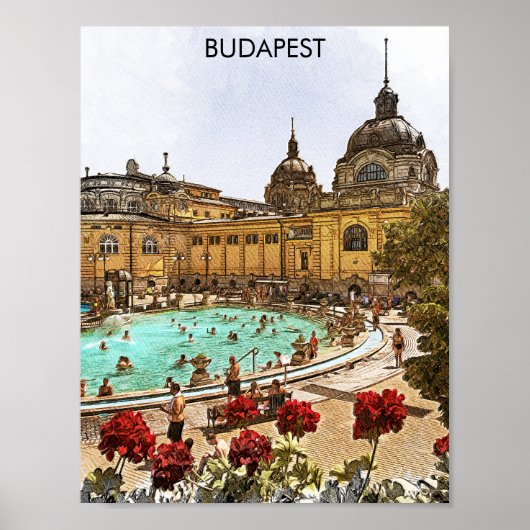 Poster Budapest Hongrie Széchenyi Thermes (Devant)