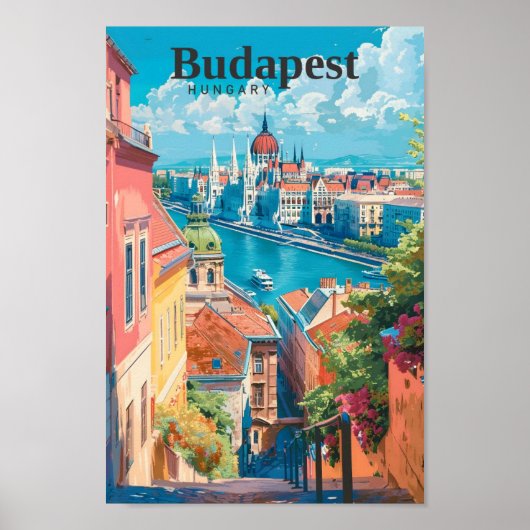 Poster Budapest Hongrie Travel Art Vintage (Devant)