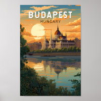 Budapest Hongrie Travel Art Vintage