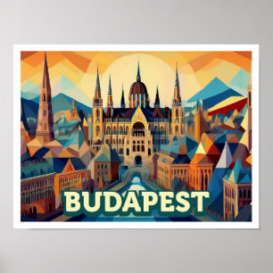 Poster Budapest Hongrie Voyage artistique coloré