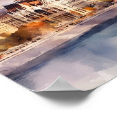 Poster Budapest Hungary Watercolor Painting Panorama View (Coin)