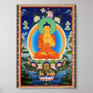 Poster Buddha Mandala Antique Tibetan Thanka