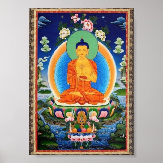 Poster Buddha Mandala Antique Tibetan Thanka (Devant)