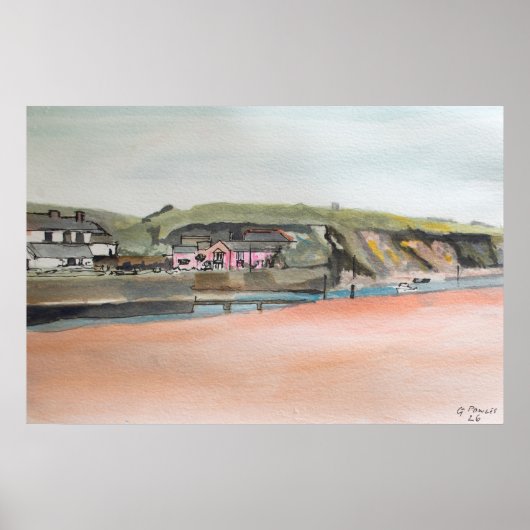 Poster Bude Cornwall Print – Œuvre d'art murale côtière à (Devant)