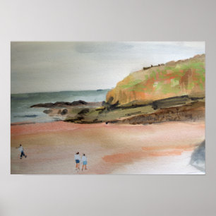 Poster Bude Cornwall Royaume-Uni Paysage aquarelle bord d