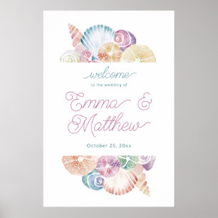 Poster Budget Aquarelle Coquillage Bienvenue
