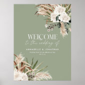 Poster Budget botanique pampas eucalyptus mariage bienven (Devant)