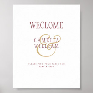 Poster BUDGET Moderne Berry Vin Or Mariage SIGNE