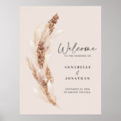 Poster Budget moderne pampas herbe accueil mariage (Devant)