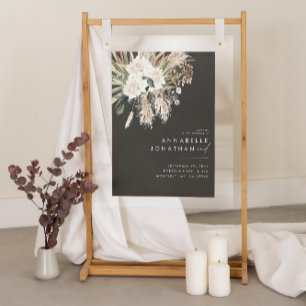 Poster Budget noir boho botanique moderne élégant feuilla