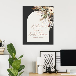 Poster Budget nuptiale douche pampas herbe moderne élégan