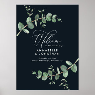 Poster Budget simple mariage élégant noir eucalyptus pos