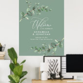 Poster Budget simple mariage élégant vert eucalyptus (Bureau à domicile)