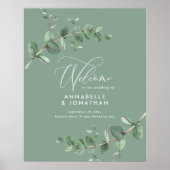Poster Budget simple mariage élégant vert eucalyptus (Devant)