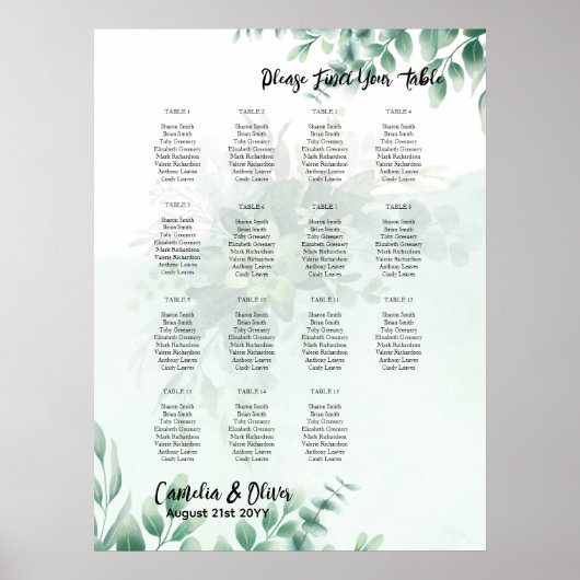 Poster BUDGET Verdure Eucalyptus Mariage DU GRAPHIQUE DE (Devant)