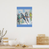 Poster Budgie Budgies Peinture aquarelle Oiseau (Cuisine)