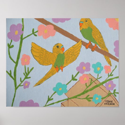 Poster Budgies (sans vol) -14x11 (Devant)