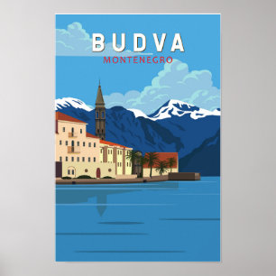 Poster Budva Montenegro Retro Travel Art Vintage