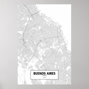 Poster Buenos Aires, Argentine (noir sur blanc)