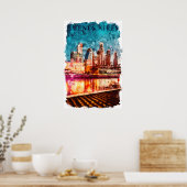 Poster Buenos Aires Argentine Skyline par nuit City View (Cuisine)