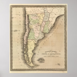 Poster Buenos Aires, le Chili, et Patagonia