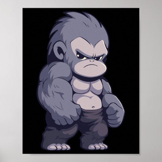 Poster Buff Alpha Silverback Gorilla Ape Design Boxer Go (Devant)