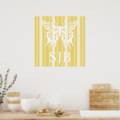 Poster Buff Victorian Lady Stripe avec Papillon (Cuisine)