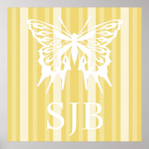 Poster Buff Victorian Lady Stripe avec Papillon
