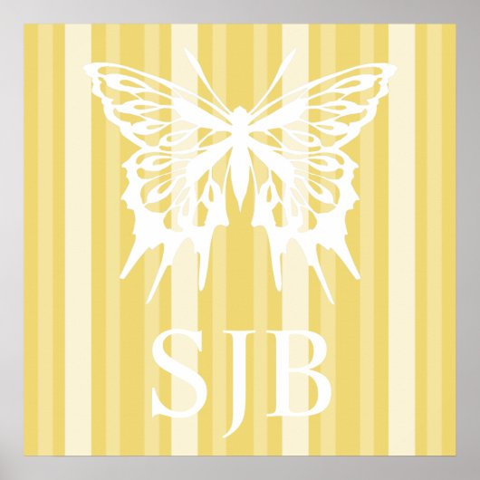 Poster Buff Victorian Lady Stripe avec Papillon (Devant)