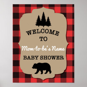 Poster Buffalo Check Baby Shower Welcome Sign 