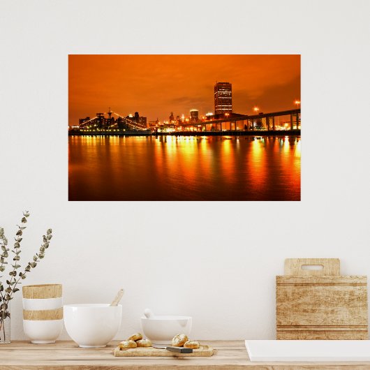Poster Buffalo NY, Ciel nocturne (Cuisine)
