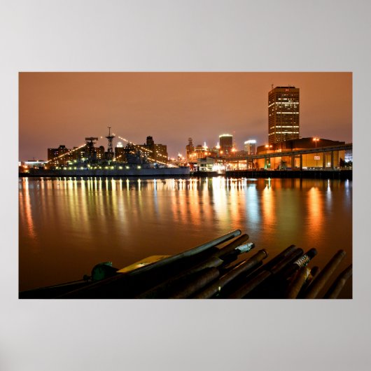 Poster Buffalo, NY @ la nuit (Devant)