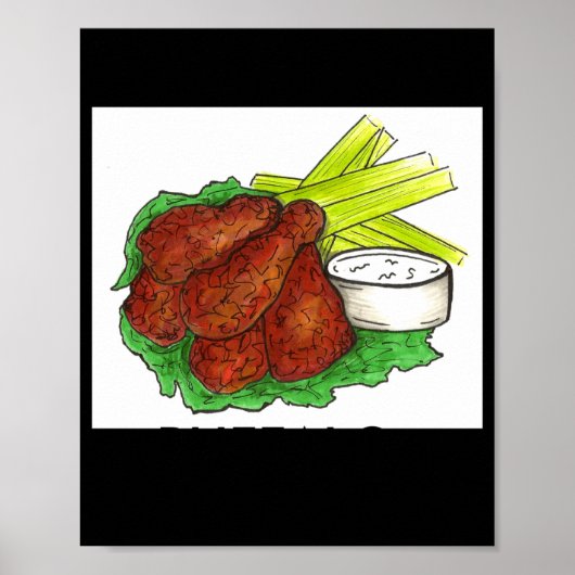 Poster Buffalo Ny New York Hot Bbq Chicken Wings Celery _ (Devant)