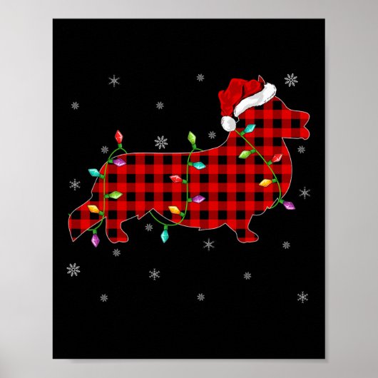 Poster Buffalo Plaid Family Corgi Christmas Paja (Devant)