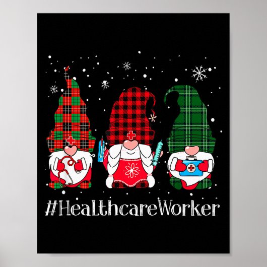 Poster Buffalo Plaid Gnome Healthcare Worker Nurse Christ (Devant)