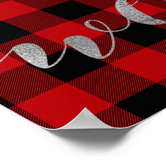 Poster Buffalo Plaid Silver Script Bienvenue (Coin)