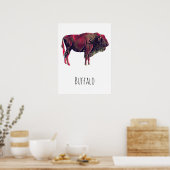 Poster Buffalo Portrait Design pour bison ou animal sauva (Cuisine)