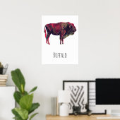 Poster Buffalo Portrait Design pour bison ou animal sauva (Bureau à domicile)