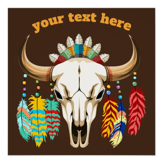 Poster Buffalo Skull Native American Emblem (Devant)