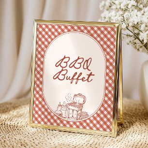 Poster Buffet de nourriture Baby Q BBQ Couple Baby Shower