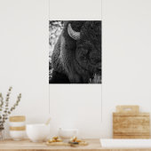 Poster Buffle de bison Moody noir blanc (Cuisine)