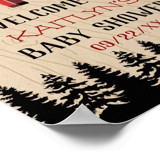 Poster Buffle de forêt rustique Plaid Wild Un Baby shower (Coin)